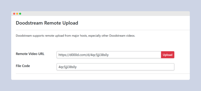 Remote Upload to Doodstream from WP Dashboard