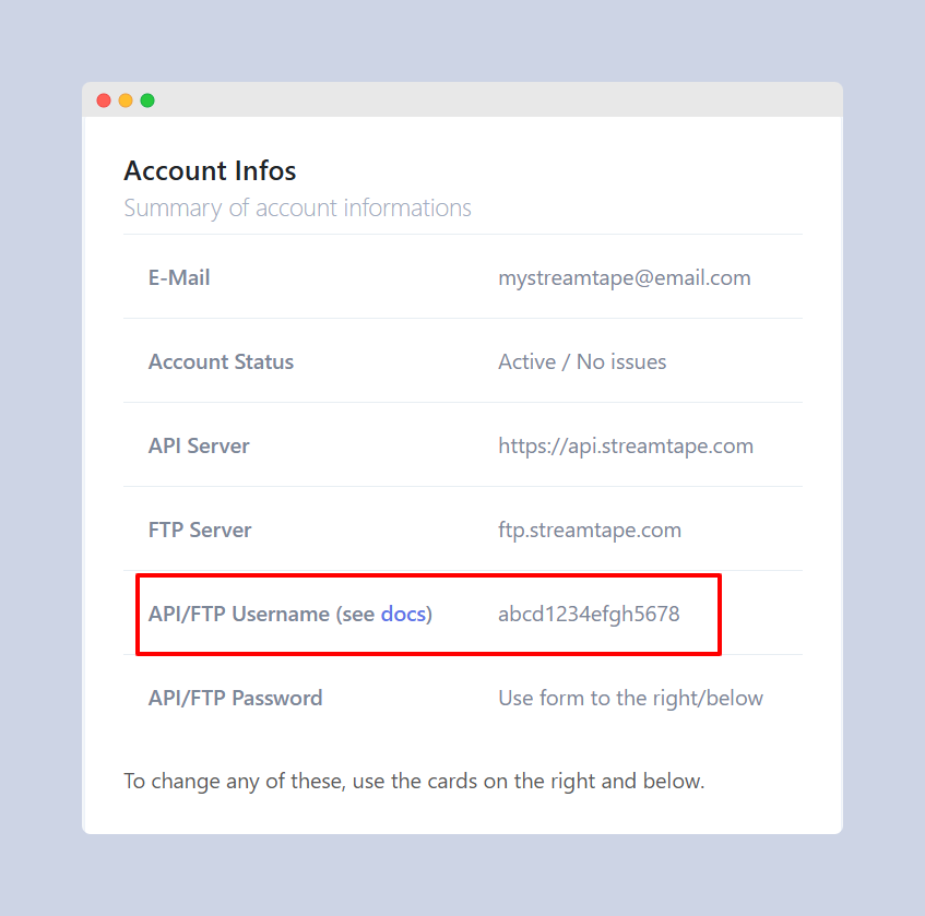 Streamtape Account Info