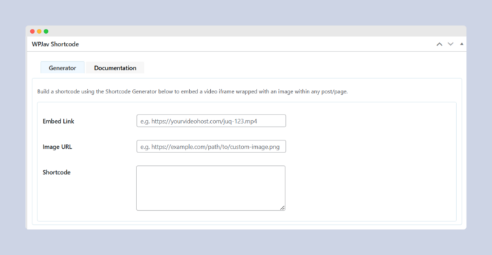 WPJav Shortcode Generator