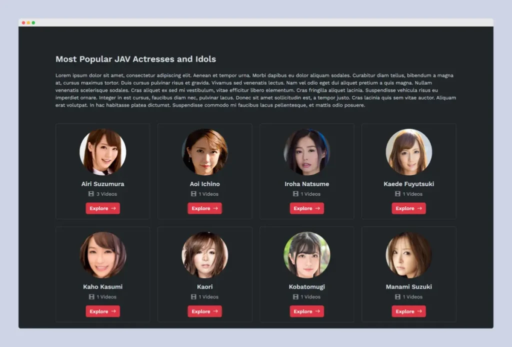 WPJav Theme Actress Archive Page