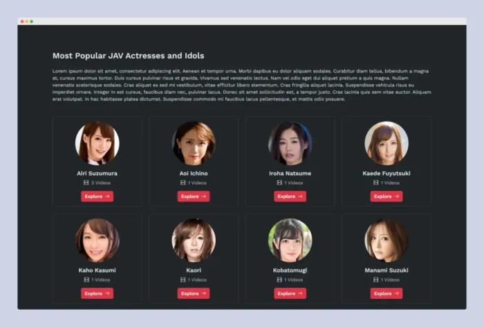 WPJav Theme Actress Archive Page