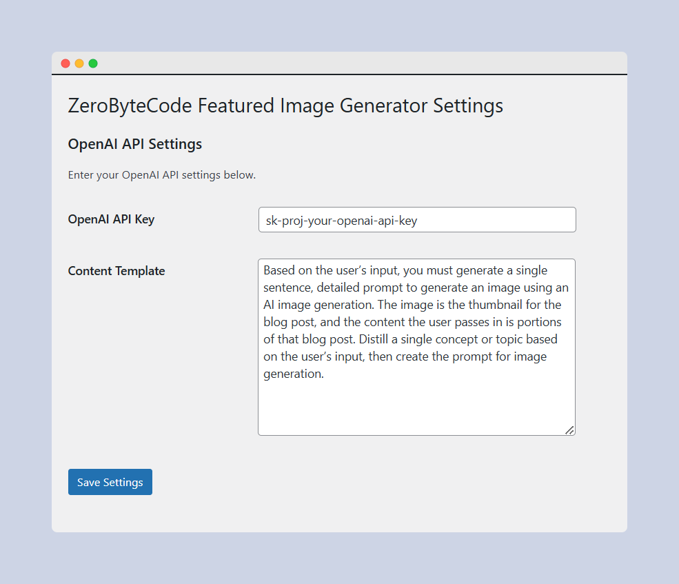 ZeroByteCode Featured Image Generator Settings