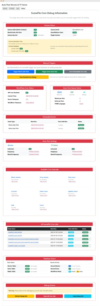 Auto Post Movies & TV Series Debugging System
