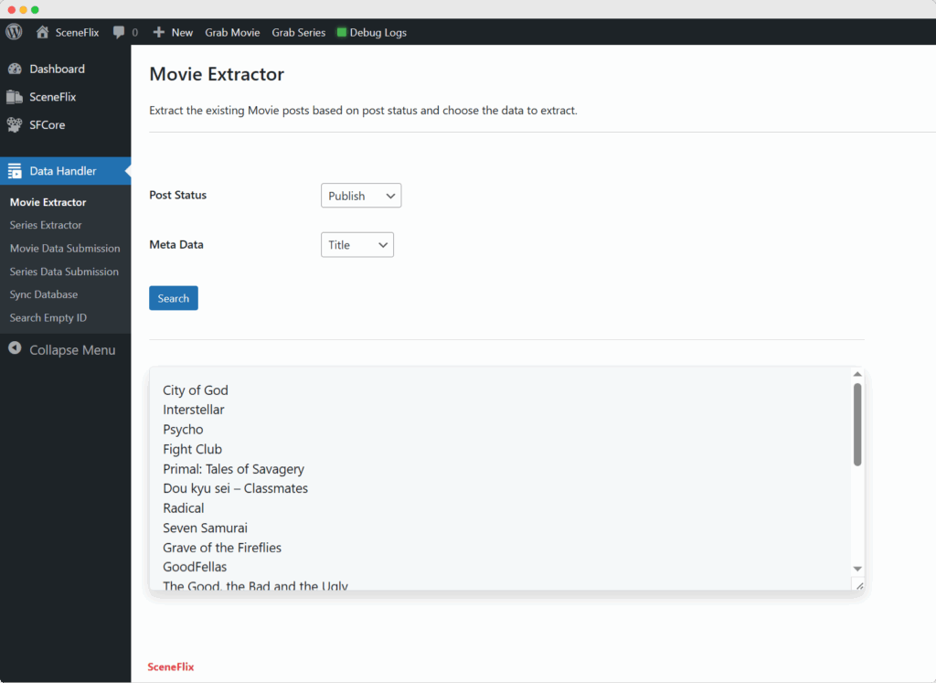 SceneFlix Data Handler