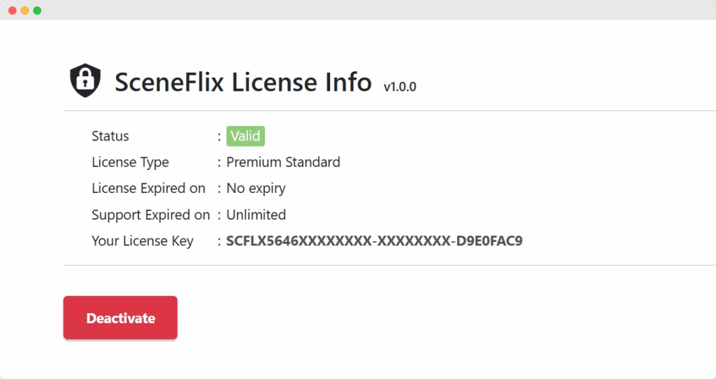 SceneFlix Valid License Info
